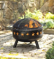 Plow & Hearth Wood Burning Fire Pits | Fireplace & Hearth Stars Wood Burning Fire Pit With Cutout Design - Black