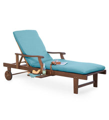 Plow & Hearth Wood Furniture | Outdoor Living Claremont Eucalyptus Outdoor Chaise Lounge - Natural