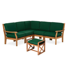 Plow & Hearth Wood Furniture | Outdoor Living Claremont Eucalyptus Outdoor Sectional Seating With Cushions