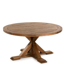 Plow & Hearth Wood Furniture | Outdoor Living Claremont Eucalyptus Round Dining Table And Four Chairs - Natural