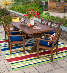 Plow & Hearth Wood Furniture | Outdoor Living Claremont Outdoor Dining Furniture, Eucalyptus Table And Chairs