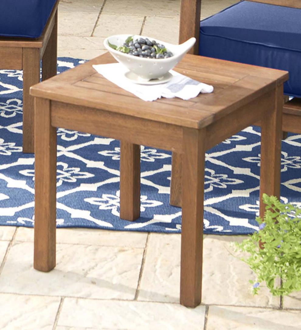 Plow & Hearth Wood Furniture | Outdoor Living Eucalyptus Wood Side Table, Lancaster Outdoor Furniture Collection - Natural