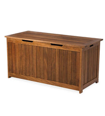 Plow & Hearth Wood Furniture | Outdoor Living Eucalyptus Wood Storage Box, Lancaster Outdoor Furniture Collection - Natural