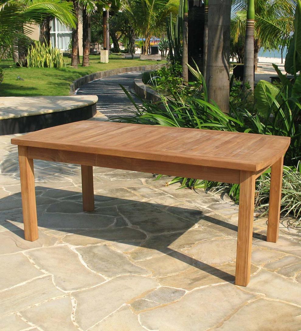 Plow & Hearth Wood Furniture | Outdoor Living Rectangular Teak Coffee Table