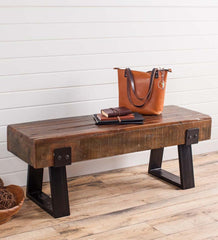 Plow & Hearth Wood Furniture | Outdoor Living Richland Indoor/Outdoor Reclaimed Wood Bench