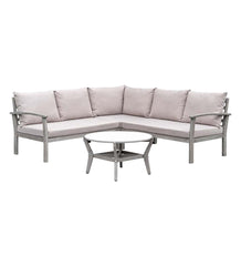 Plow & Hearth Wood Furniture | Outdoor Living Ridgewind Outdoor Sectional Sofa Seating Set With Cocktail Table