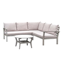 Plow & Hearth Wood Furniture | Outdoor Living Ridgewind Outdoor Sectional Sofa Seating Set With Cocktail Table