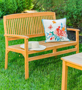 Plow & Hearth Wood Furniture | Outdoor Living Teak Bench With Arm Rests