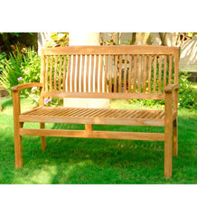 Plow & Hearth Wood Furniture | Outdoor Living Teak Bench With Arm Rests