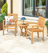 Plow & Hearth Wood Furniture | Outdoor Living Teak Chat Set, 3-Piece