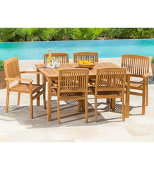 Plow & Hearth Wood Furniture | Outdoor Living Teak Dining Set, 7-Piece Set