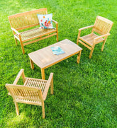 Plow & Hearth Wood Furniture | Outdoor Living Teak Seating Set, 4-Piece