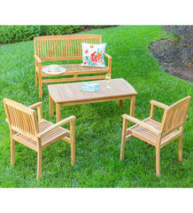 Plow & Hearth Wood Furniture | Outdoor Living Teak Seating Set, 4-Piece