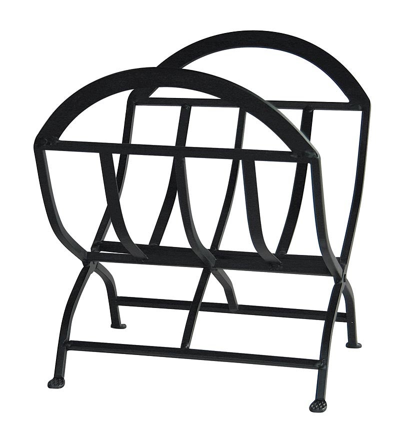 Plow & Hearth Wood Storage & Wood Racks | Fireplace & Hearth Black Wrought Iron Log Holder With Arched Top - Black