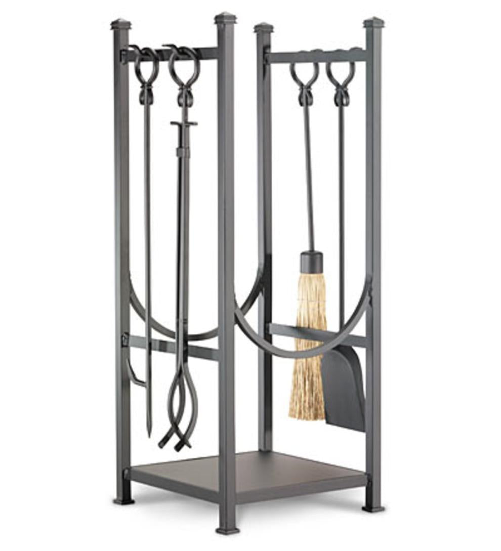 Plow & Hearth Wood Storage & Wood Racks | Fireplace & Hearth Kindling Rack With Fireplace Tools - Black
