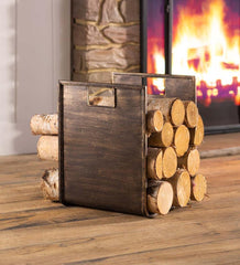 Plow & Hearth Wood Storage & Wood Racks | Fireplace & Hearth Metal Wood Holder With Carrying Handles