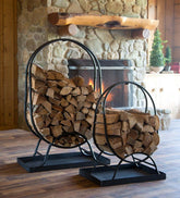 Plow & Hearth Wood Storage & Wood Racks | Fireplace & Hearth Oval Wood Rack With Kindling Storage And Dirt Tray