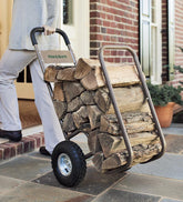 Plow & Hearth Wood Storage & Wood Racks | Fireplace & Hearth Rolling Log Cart And Optional Vinyl Cover