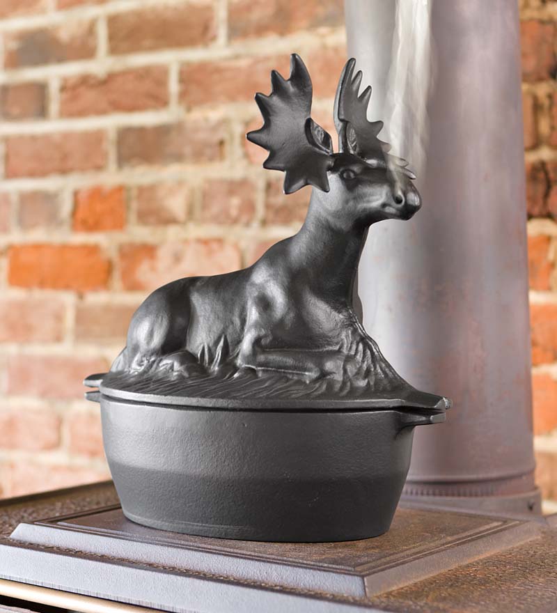 Plow & Hearth Wood Stove Accessories | Fireplace & Hearth Cast Iron Moose Wood Stove Steamer
