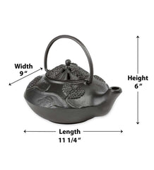 Plow & Hearth Wood Stove Accessories | Fireplace & Hearth Cast Iron Wood Stove Kettle Steamer With Pine Cone Design - Black