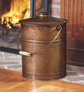 Plow & Hearth Wood Stove Accessories | Fireplace & Hearth Deluxe Galvanized Ash Bucket With Handle, Lid And Double-Layer Bottom - Charcoal Black