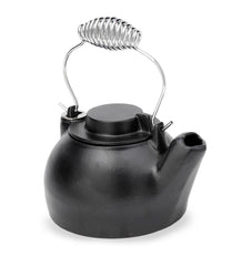 Plow & Hearth Wood Stove Accessories | Fireplace & Hearth Porcelain Steamer Kettle, 2.5-Quart - Black