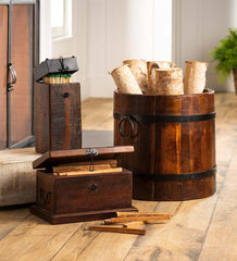 Plow & Hearth Wood Stove Accessories | Fireplace & Hearth Recycled Wood And Iron Fireplace Match Holder