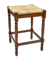 Plow & Hearth Kitchen & Bar Stools | Indoor Living 24"-High Counter Stool With Handwoven Rush Seat - Antique Black