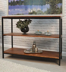 Plow & Hearth Accent Tables | Indoor Living 30" High Three-Shelf Wood And Metal Bookcase/Console - Chestnut