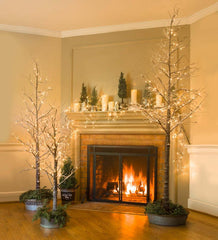 Plow & Hearth Fireplace & Mantel Décor | Fireplace & Hearth Indoor/Outdoor Snowy Garland With 48 Micro Lights, 5'L