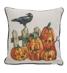 Plow & Hearth Home Accents | Indoor Living Lighted Halloween Decorative Throw Pillow - Raven With Jack-O'-Lanterns