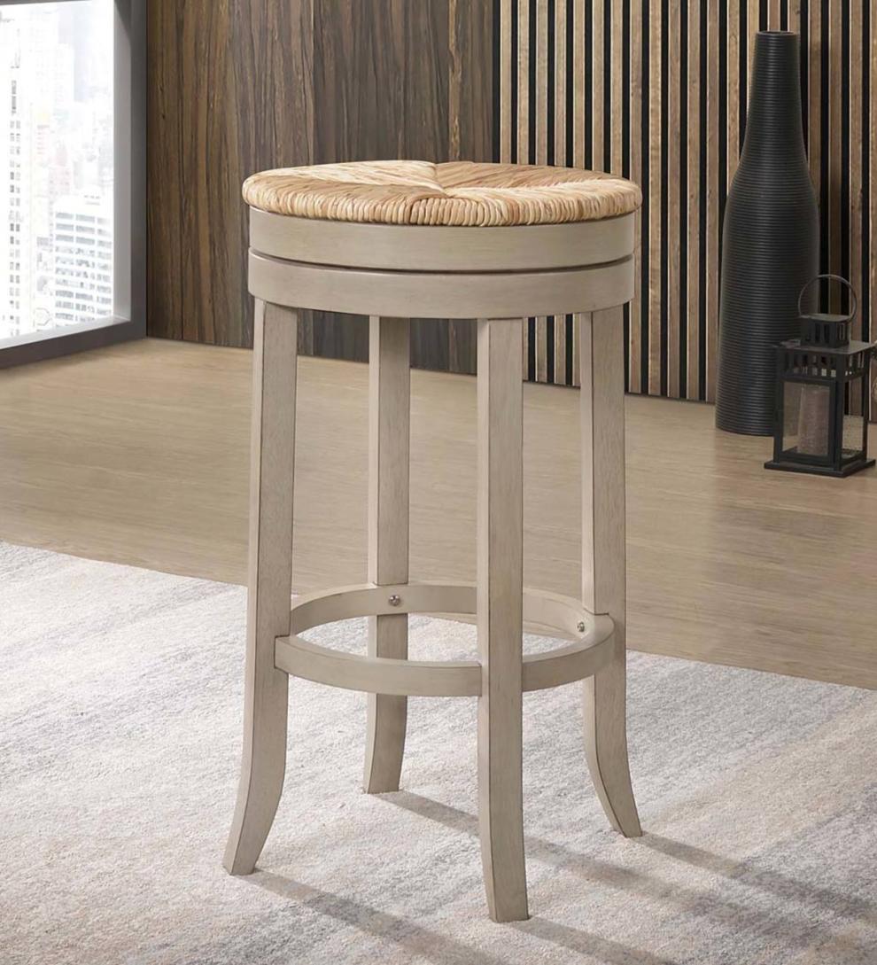 Plow & Hearth Kitchen & Bar Stools | Indoor Living 30" Round Rush Seat Swivel Bar Stool - Antique Black