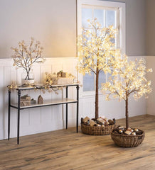 Plow & Hearth Home Accents | Indoor Living Indoor/Outdoor Lighted Baby'S Breath Garland With Timer