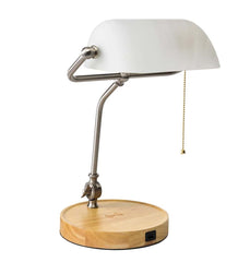 Plow & Hearth Home Accents | Indoor Living Banker'S Desk Lamp With Wireless Charging Station
