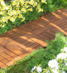 Plow & Hearth Doormats & Boot Trays | Outdoor Living 12" Sq. Eucalyptus Wood Tiles, Box Of 12