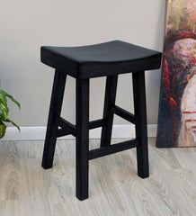 Plow & Hearth Kitchen & Bar Stools | Indoor Living 25" Wood Saddle Counter Stool - Antique White