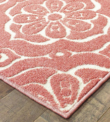 Plow & Hearth Synthetic Rugs | Indoor Living Indoor/Outdoor Clearwater Tile Rug, 8' X 10' - Berry