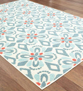 Plow & Hearth Synthetic Rugs | Indoor Living Indoor/Outdoor Clearwater Print Rug, 8' X 10' - Blue
