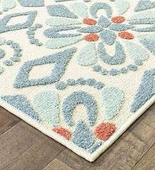 Plow & Hearth Synthetic Rugs | Indoor Living Indoor/Outdoor Clearwater Print Rug, 8' X 10' - Blue