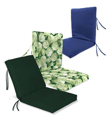 Plow & Hearth Outdoor Furniture Cushions | Outdoor Living Polyester Classic Chair Cushion With Ties, Seat 19" X 17" X 2½"; Back 19" X 19" X 2½" - Forest Green