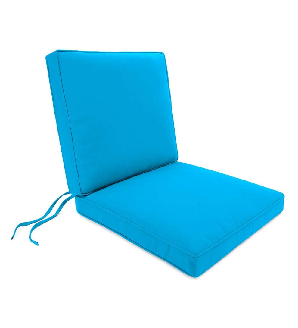 Plow & Hearth Outdoor Furniture Cushions | Outdoor Living Sunbrella Seat-And-Back Chair Cushion With Ties, Seat: 19" X 17" X 3"; Back: 19" X 19" X 3" - Bandana