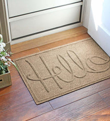 Plow & Hearth Doormats | Indoor Living Waterhog Indoor/Outdoor Hello Doormat, 2' X 3' - Bordeaux