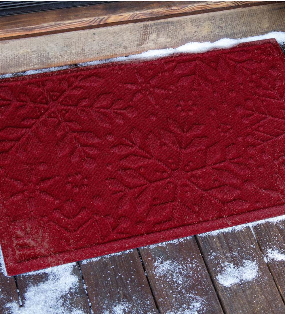 Plow & Hearth Doormats | Indoor Living Waterhog Snowflake Doormat, 20" X 30" - Bluestone