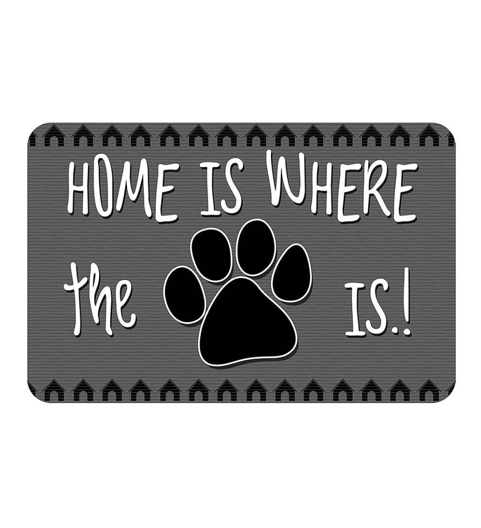 Plow & Hearth Home Accents | Indoor Living Home Is Where The Paw Is 23" X 36" Gray Accent Mat