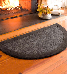 Plow & Hearth Hearth Rugs | Fireplace & Hearth Madrid Banded Half-Round Hearth Rug, 2' X 4' - Charcoal Brown