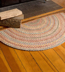 Plow & Hearth Hearth Rugs | Fireplace & Hearth Blue Ridge Half Round Wool Braided Rug, 2' X 4' - Moss Multi