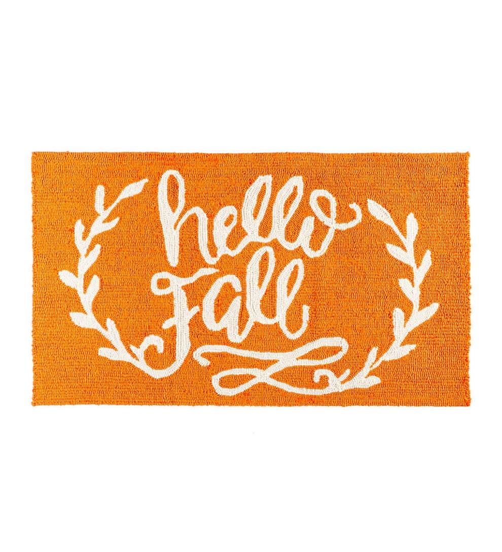 Plow & Hearth Home Accents | Indoor Living Indoor/Outdoor Hooked Hello Fall Rug, 24" X 42"