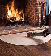 Plow & Hearth Wood Stove Accessories | Fireplace & Hearth Flame Resistant Fiberglass Half Round Hearth Rug, 27" X 48" - Blue