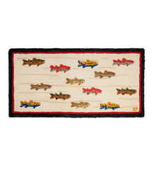 Plow & Hearth Hearth Rugs | Fireplace & Hearth Summer Trout Hand-Hooked Wool Rug, 24" X 48"