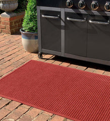 Plow & Hearth Synthetic Rugs | Indoor Living Waterhog Square Pattern Grill Mat, 3' X 5' - Bordeaux